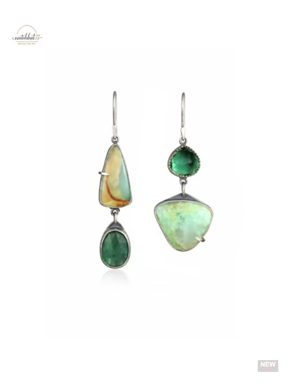 Asymmetrical Natural Stone Dangle Earrings, Irregular Geometric Drop Earrings,